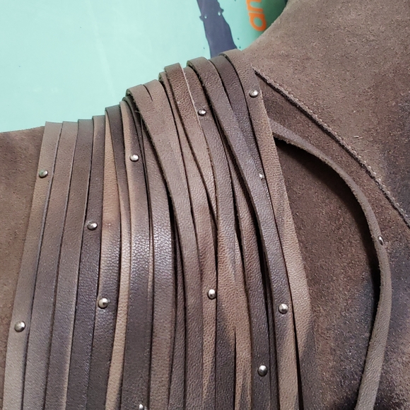 Antelope BANGLES New Suede Leather Stud Fringe Back Zip Ankle Boots Women 9.5-10 - Picture 9 of 17